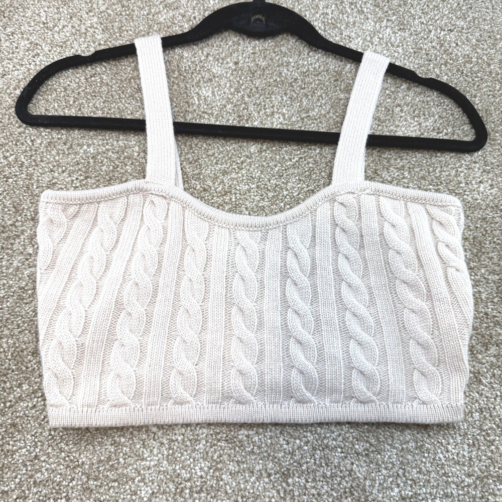 Olivaceous Cream Cable Knit Crop Top Wool Tank NEW Womens M Boho Layering Chich